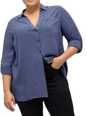 NEW Penningtons 100% Viscose Blue Button Down Top